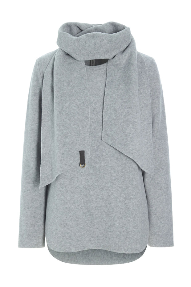 Henriette Steffensen Fleece Blouse w/Scarf Light Grey | 1373
