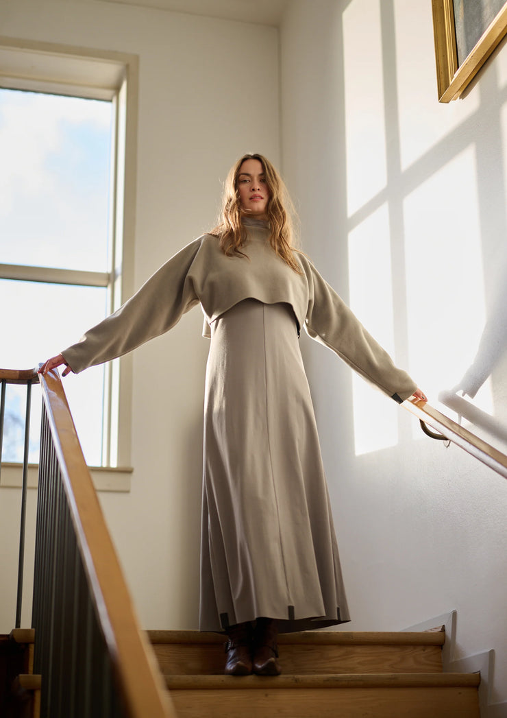 Henriette Steffensen Jersey High Neck Dress Elephant | 98058 KIITOSlife Henriette Steffensen Jersey High Neck Dress Elephant | 98058 KIITOSlife