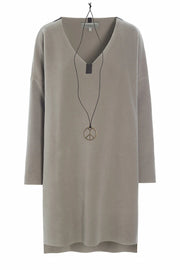Henriette Steffensen Long V-Neck Fleece Blouse/Tunic Elephant | 1367