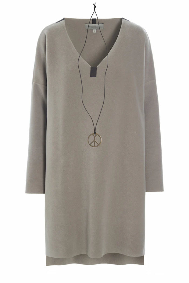 Henriette Steffensen Long V-Neck Fleece Blouse/Tunic Elephant | 1367