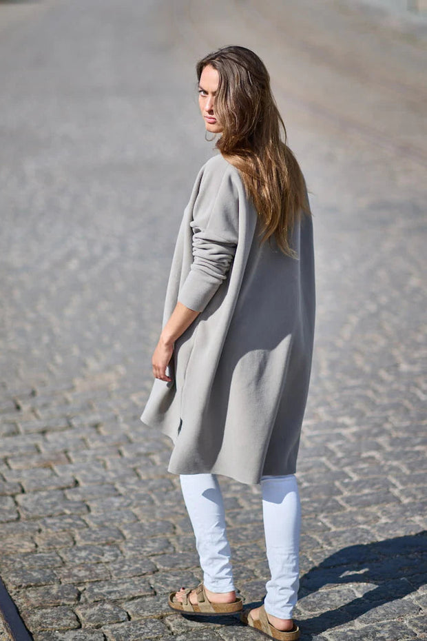 Henriette Steffensen Long V-Neck Fleece Blouse/Tunic Elephant | 1367