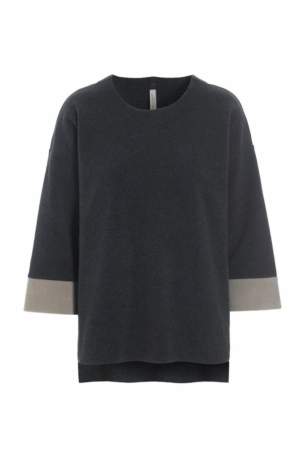 Henriette Steffensen Fleece Blouse 2 Colored Soft Black/Elephant | 1371
