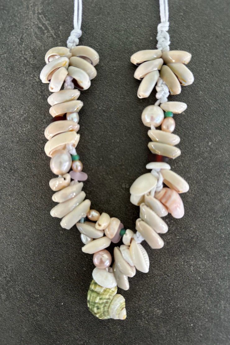 Beached Treasures Tropical Turban Macrame Necklace