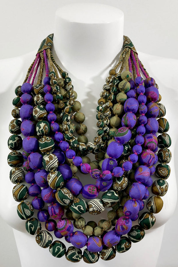 House of Wandering Silk Iris Necklace Purple/Green