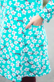 PaaPii Kannel Organic Jersey Tunic Cherry Blossom Turquoise