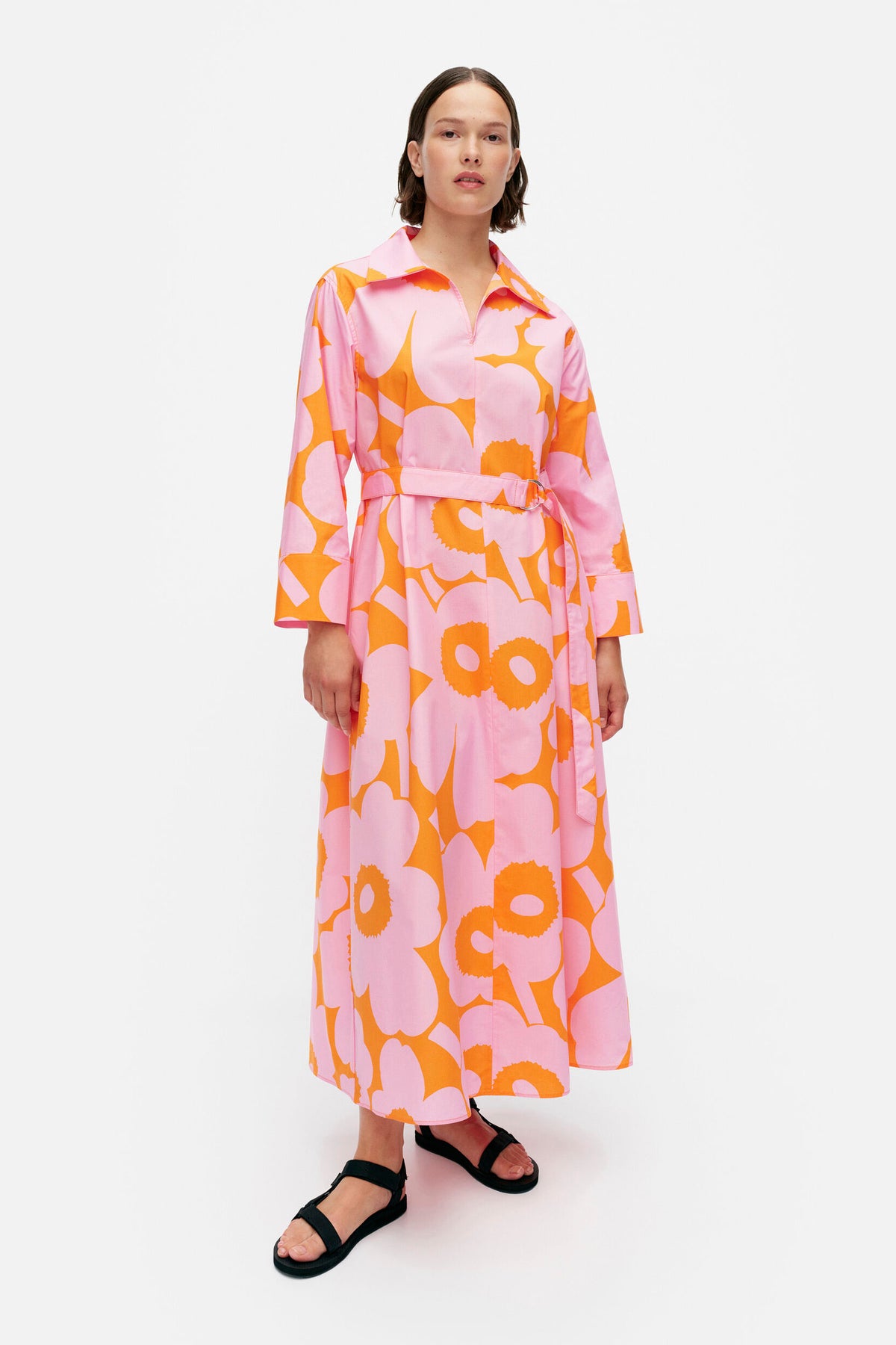 【新品】marimekko Kioski 長袖シャツ S ピンクイエロー Jokapoika シャツ | Vuokko Eskolin-Nurmesniemi | Marimekko
