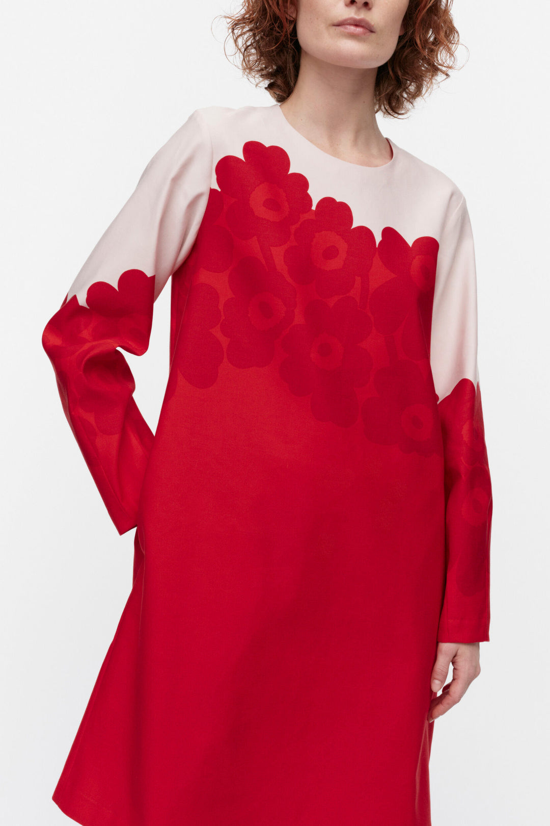 marimekko red dress Marimekko Hele Suitsuke Dress In Red, Rose & Mint Green