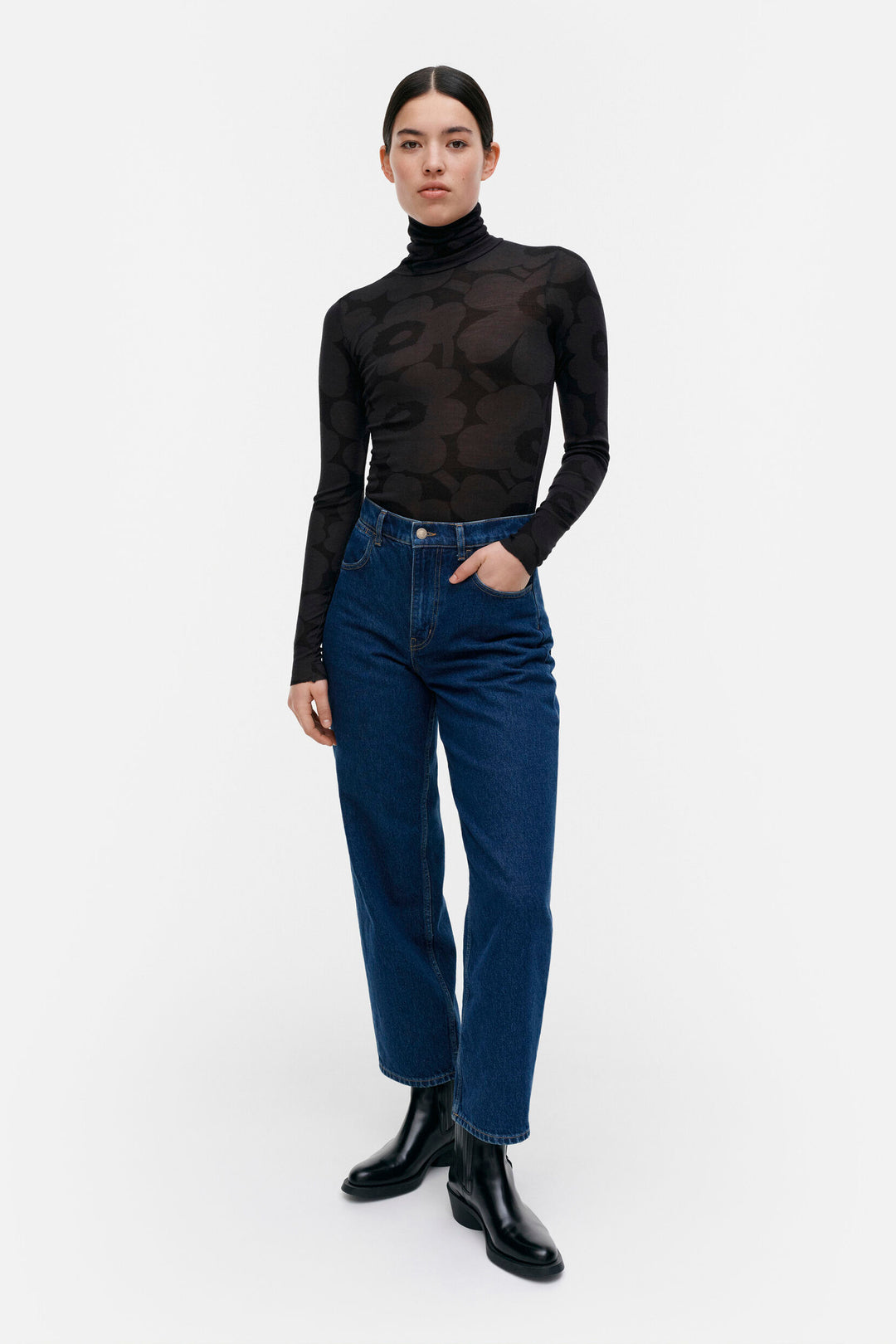2022AW マリメッコ marimekko VILINA JUHLAUNIKKO ウールハイネックカットソー S/ブラック ウニッコ Tシャツ【2400014528336】 marimekko - 2022AW マリメッコ marimekko VILINA JUHLAUNIKKO