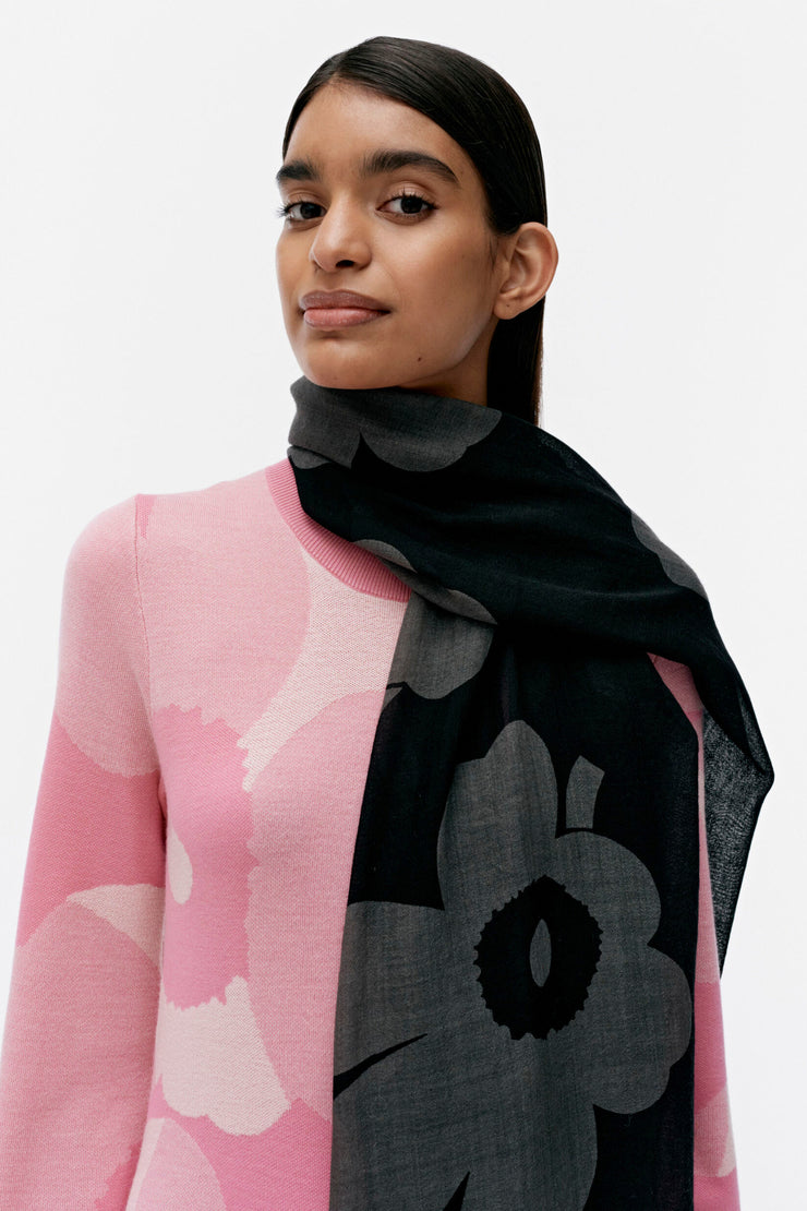 Marimekko Fiore Unikko Scarf Black/Dark Grey