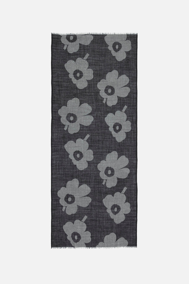 Marimekko Fiore Unikko Scarf Black/Dark Grey