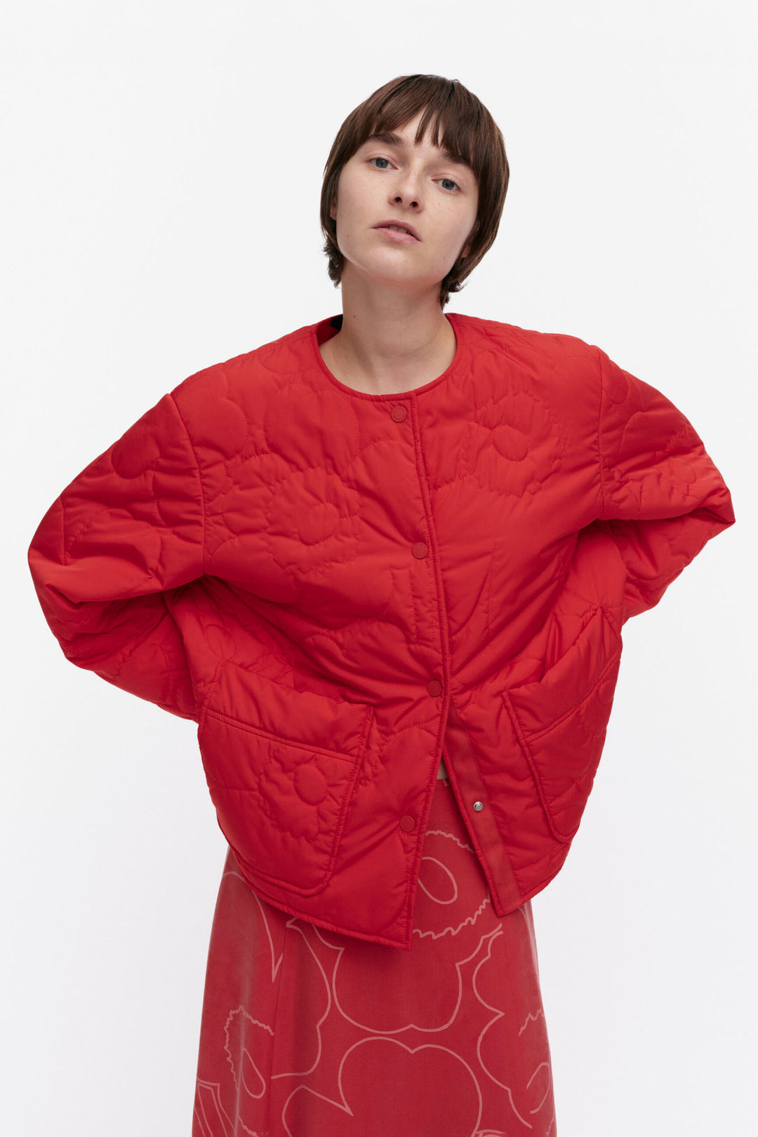 ジャケット・アウター Unikko / padded short coats Marimekko Kapseli Piirto Unikko Padded Coat Red – KIITOSlife