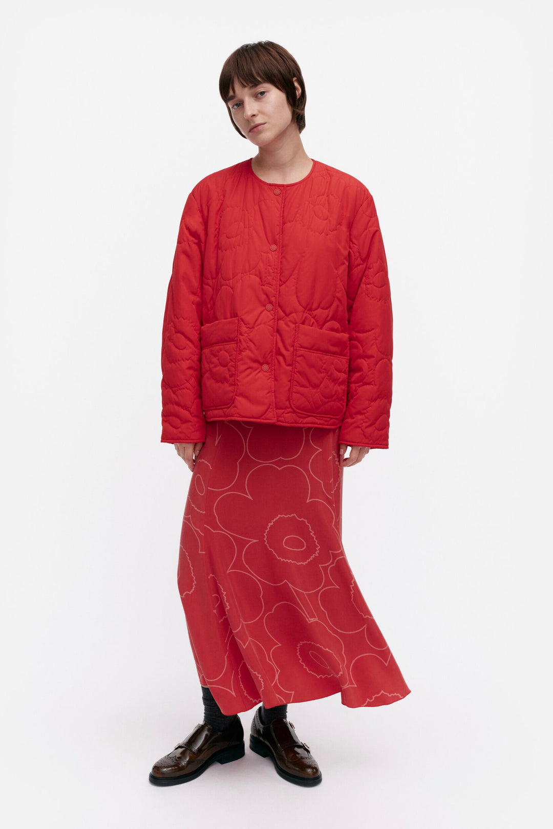 Marimekko Kapseli Piirto Unikko Padded Coat Red – KIITOSlife