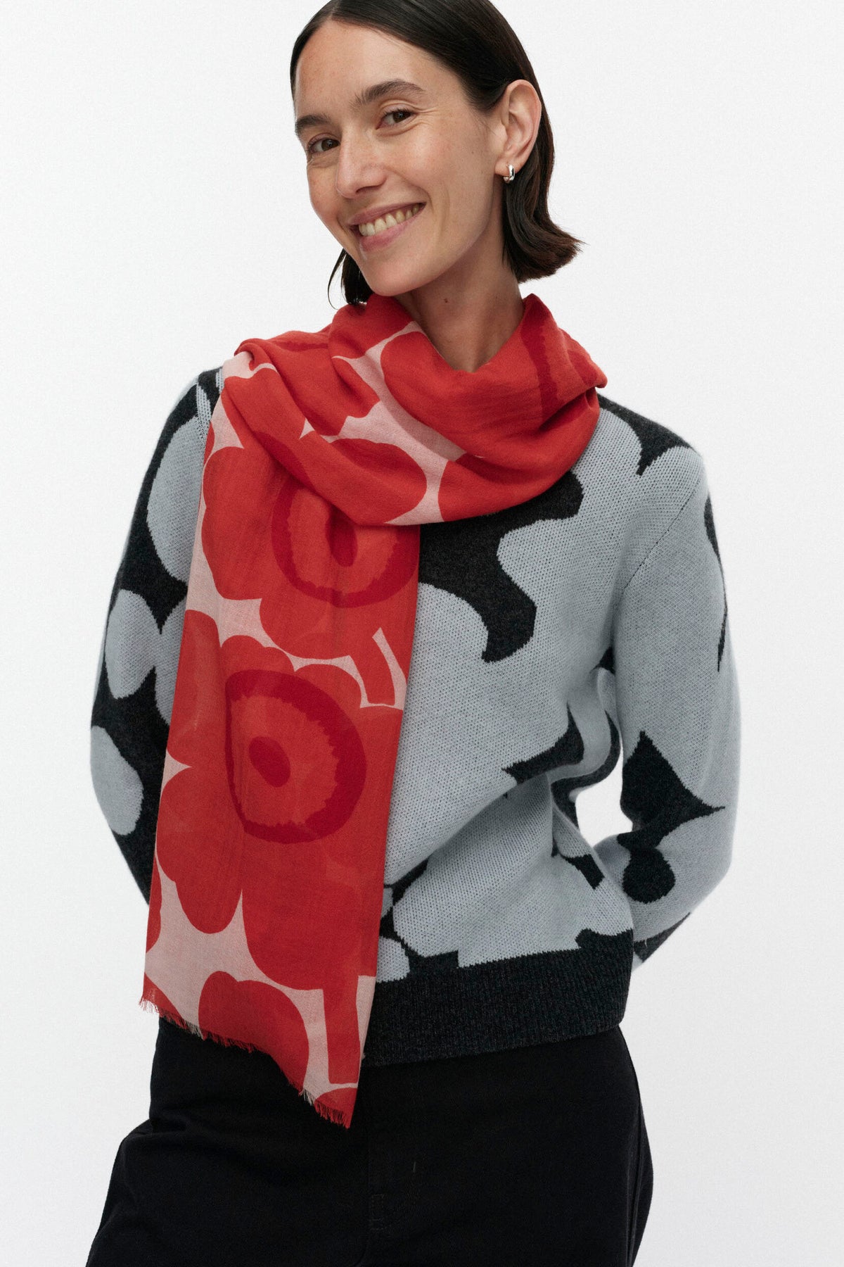 Marimekko Fiore Unikko Scarf Red/Light Pink – KIITOSlife
