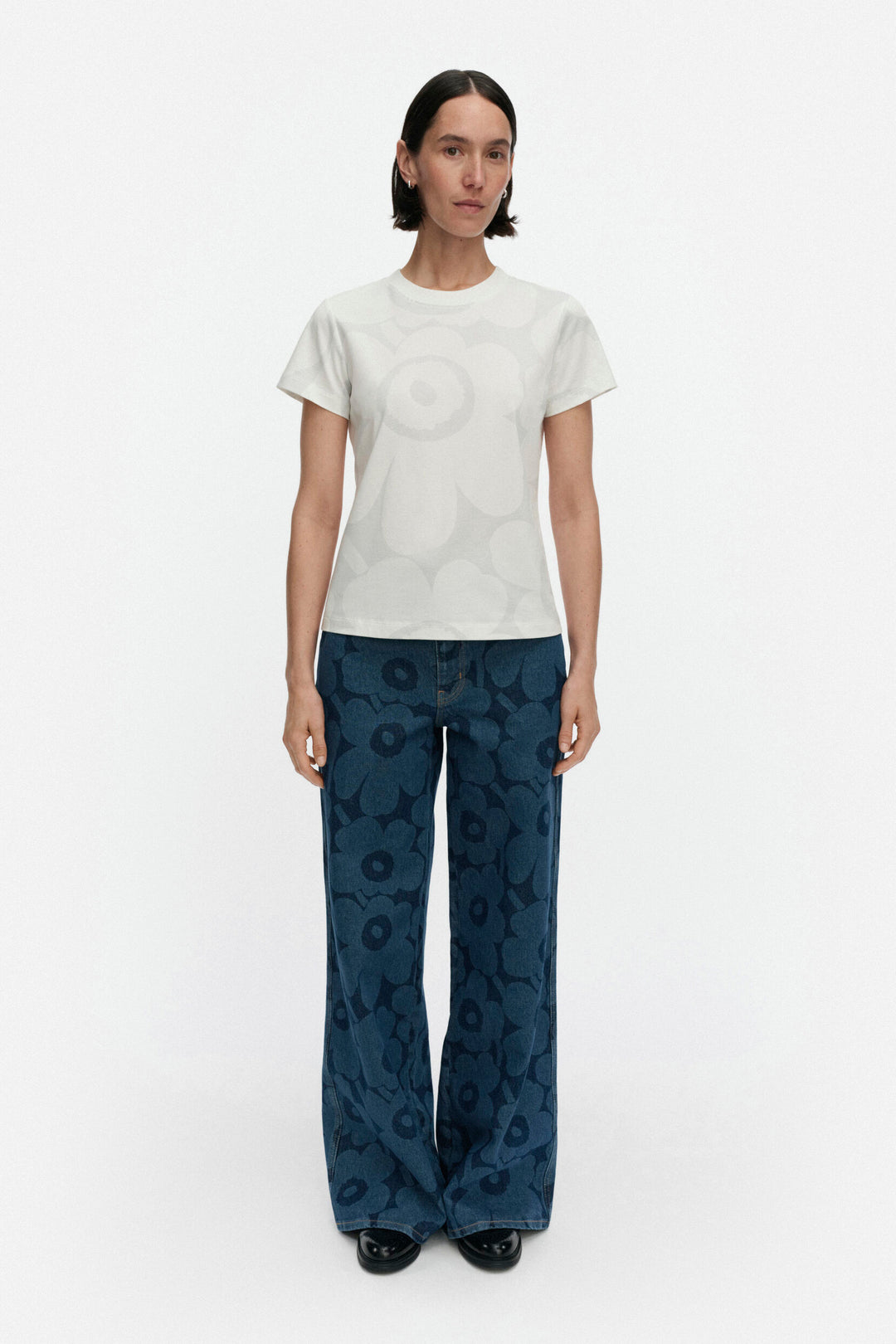 Marimekko Heleys Unikko T-Shirt Top White/Light Grey – KIITOSlife
