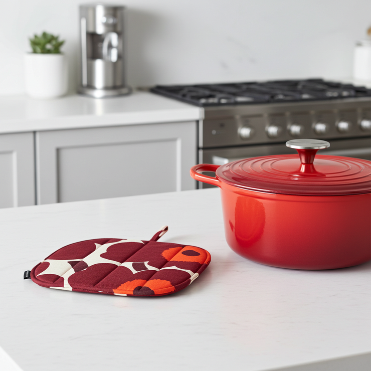 Marimekko Pieni Unikko Potholder Wine Red
