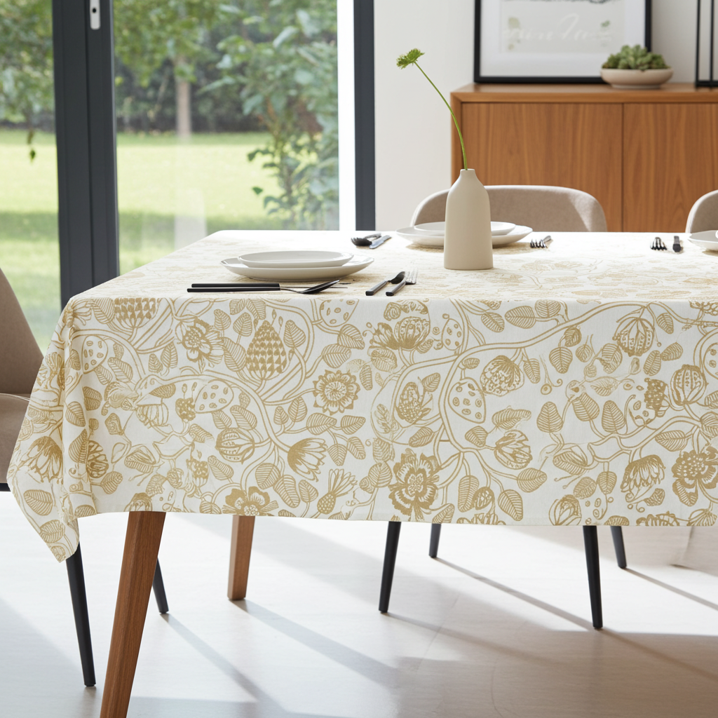 Marimekko Tiara Tablecloth Gold/White – KIITOSlife Marimekko Tiara Tablecloth Gold/White – KIITOSlife