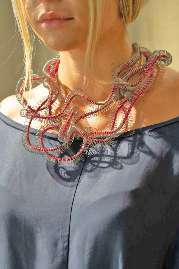 Rosalba Galati Eterea 4-Strand Steel Necklace Fuchsia