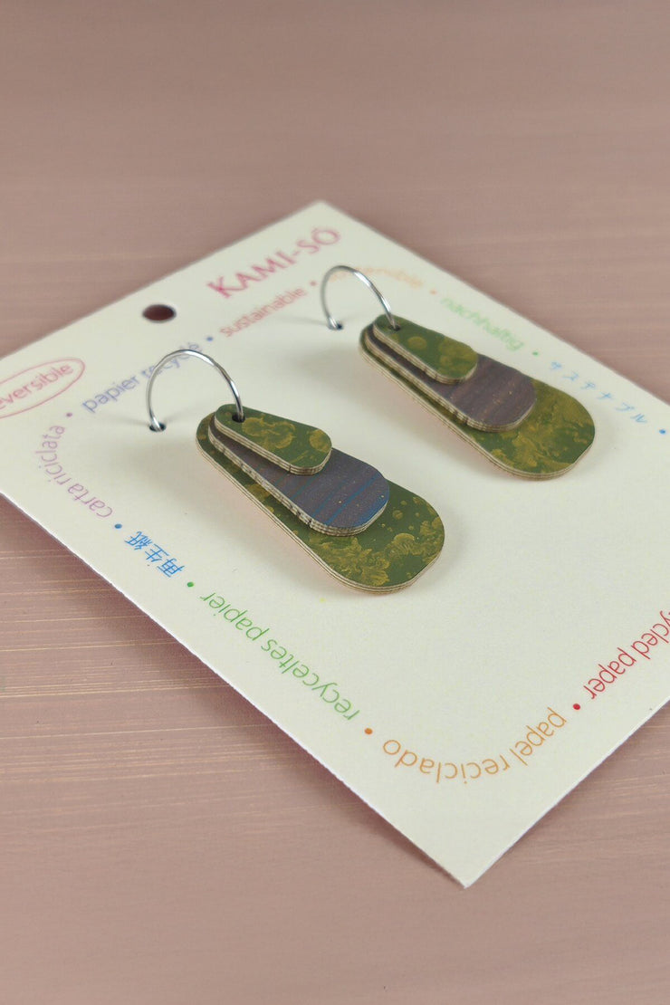 Kami-so Reverse-A-Tile Expanding Triangle Recycled Paper Earrings