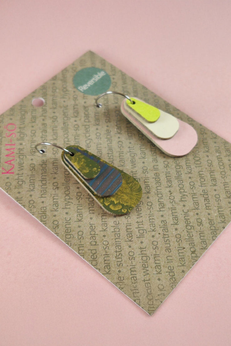 Kami-so Reverse-A-Tile Expanding Triangle Recycled Paper Earrings