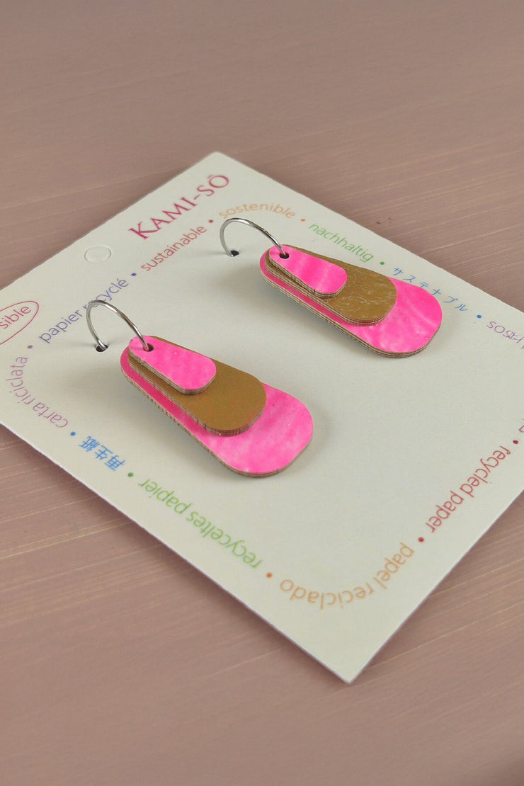 Kami-so Reverse-A-Tile Expanding Triangle Recycled Paper Earrings