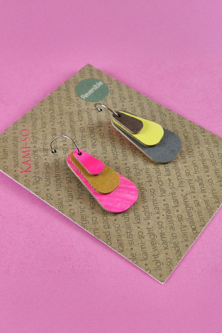 Kami-so Reverse-A-Tile Expanding Triangle Recycled Paper Earrings