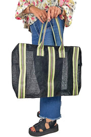 Apple Green Duck Zipped Large Mesh Bag