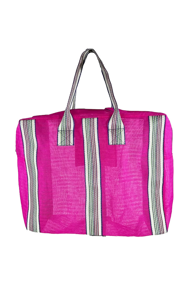 Apple Green Duck Zipped Large Mesh Bag