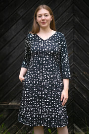 PaaPii Saima Organic Jersey Dress Draft Black/White