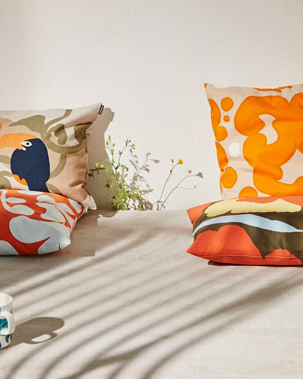 Marimekko Unikko Poppy 18 x 18 Square Decorative Pillow with Down Feat –