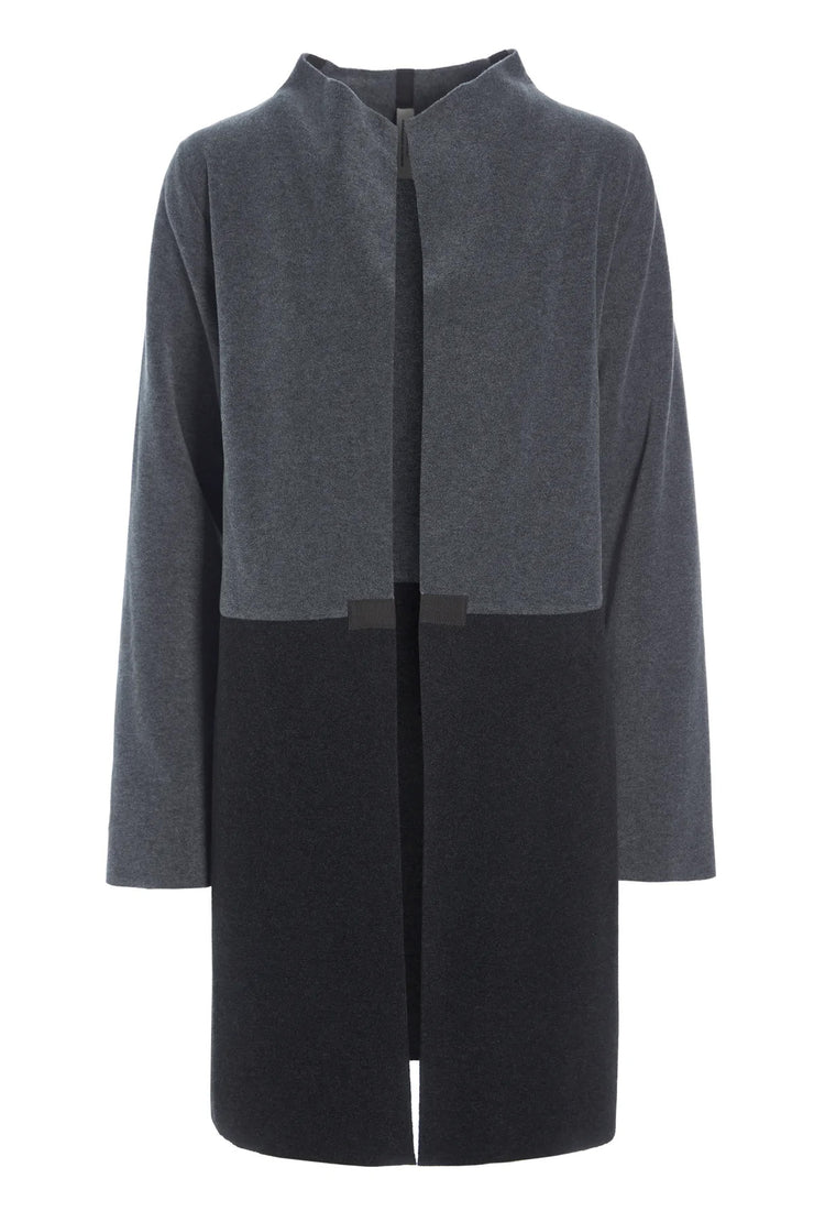 Henriette Steffensen Fleece Bi-Color Cardigan Grey/Soft Black