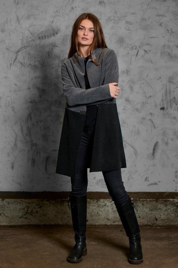 Henriette Steffensen Fleece Bi-Color Cardigan Grey/Soft Black