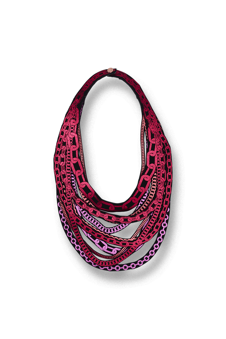 Uli Amsterdam Chains Petite Triple Necklace Strawberry/Coral Red/Hot Pink