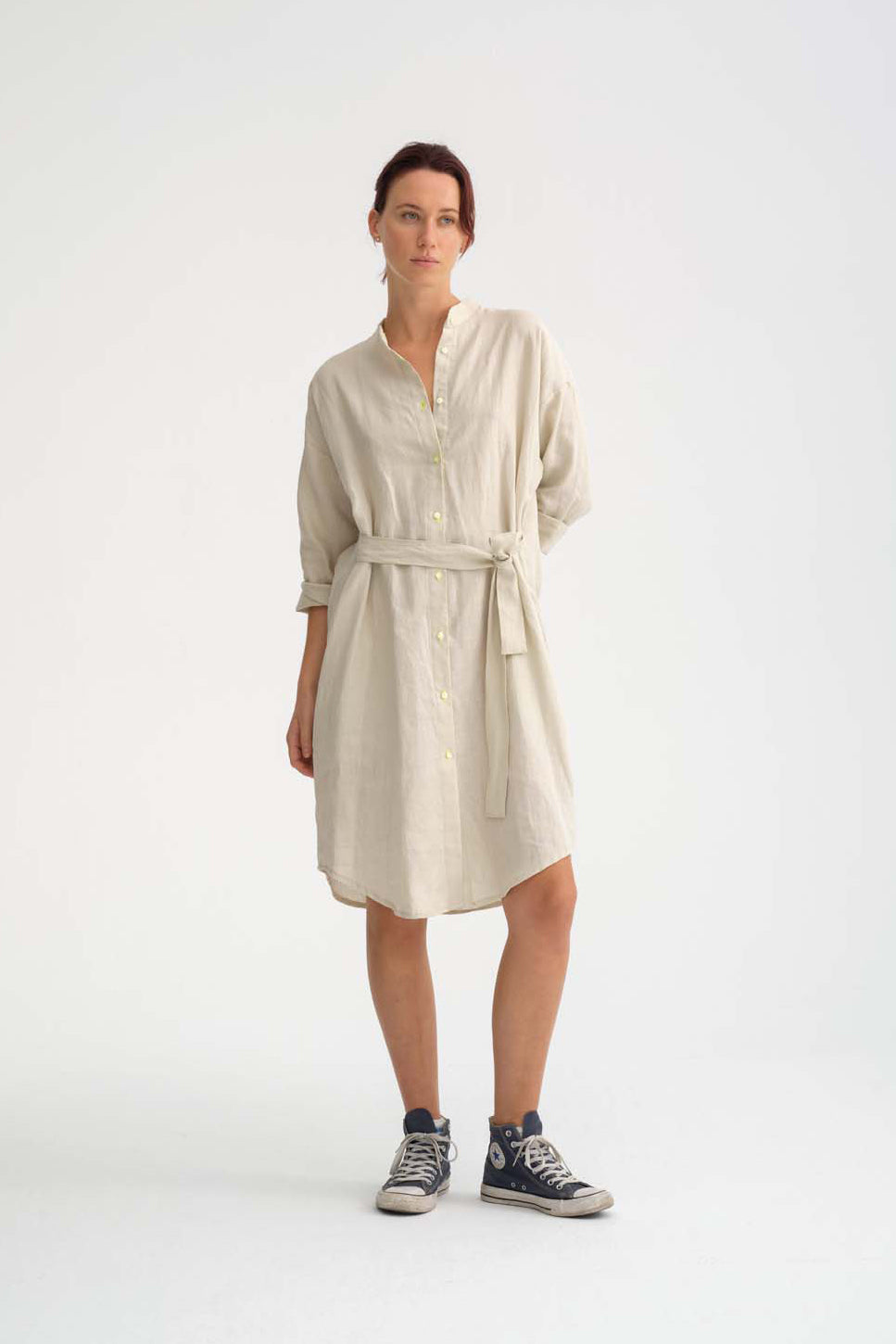Cecilia Sörensen Oval Winter Linen Shirt Dress Beige