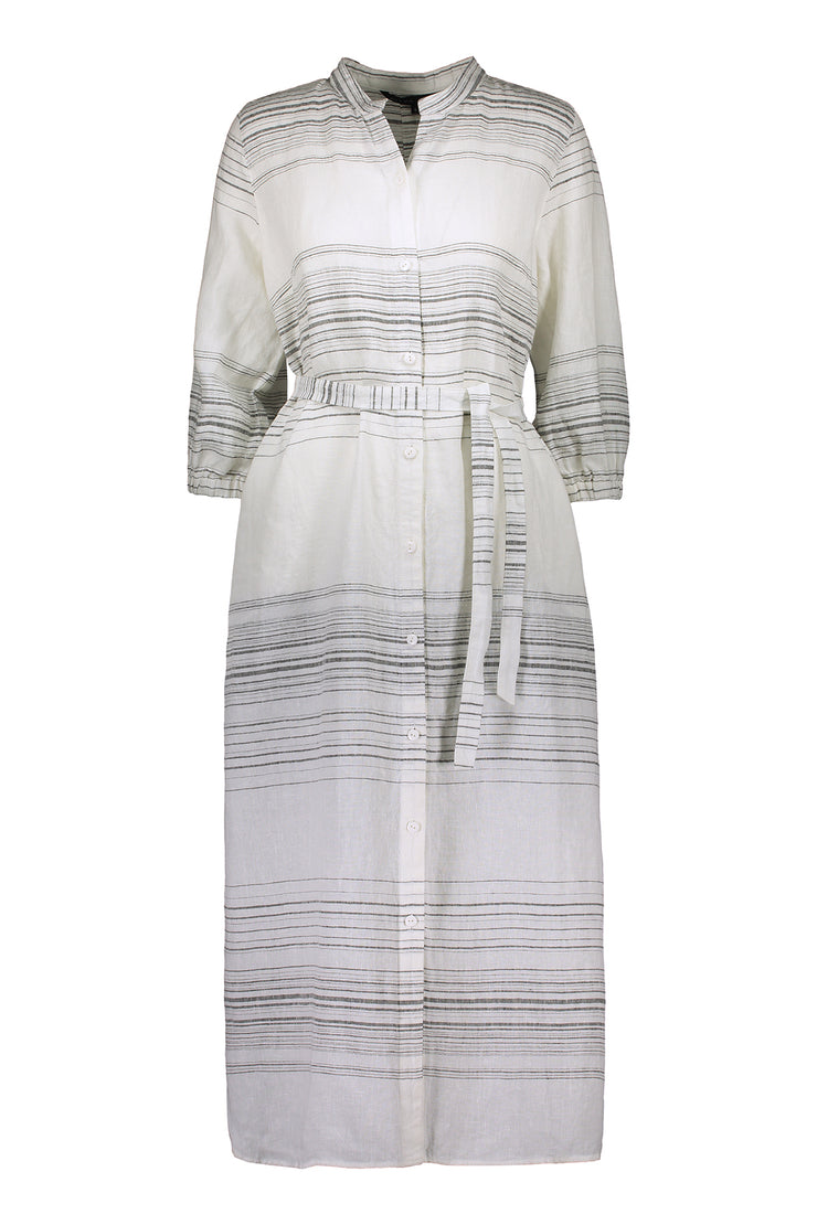 Ritva Falla Helina Linen Dress White With Black Stripe
