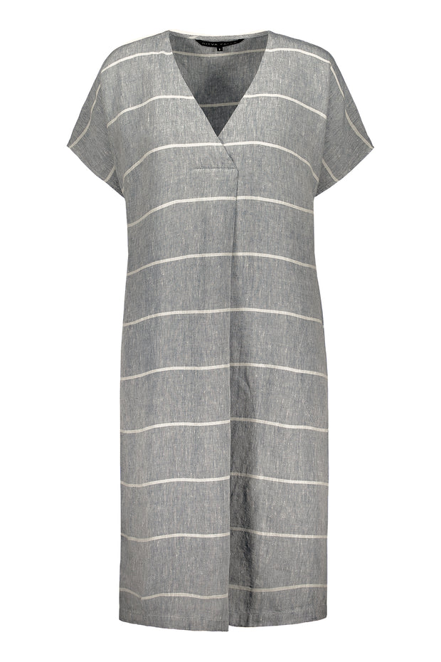 Ritva Falla Kielo Linen Dress Grey Stripe
