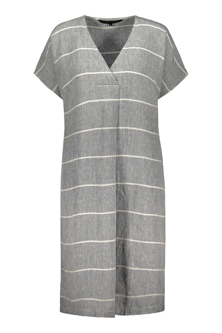 Ritva Falla Kiel Linen Dress Grey Stripe