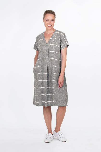 Ritva Falla Kielo Linen Dress Grey Stripe – KIITOSlife