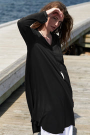Henriette Steffensen Spring Weight Jersey Long Tunic/Dress Black