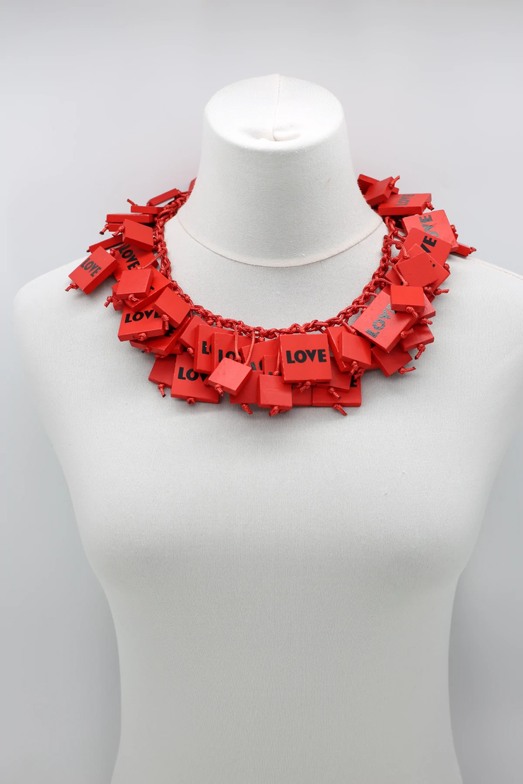 Jianhui London Love Square Cape-Style Necklace Red