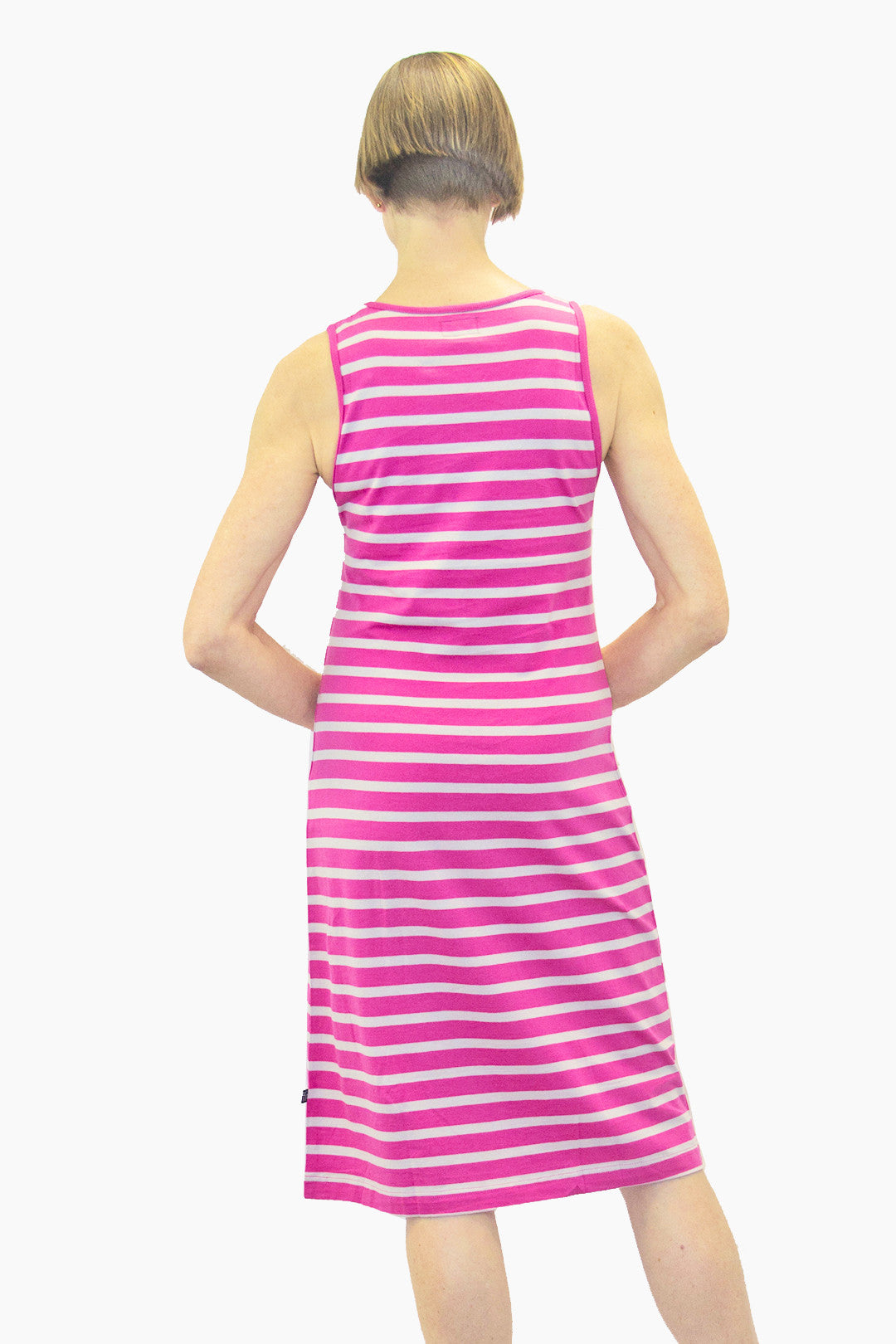jersey tank dress short Ratia Short Striped Tank Dress Pink/Grey S / pink-grey / FINAL SALE