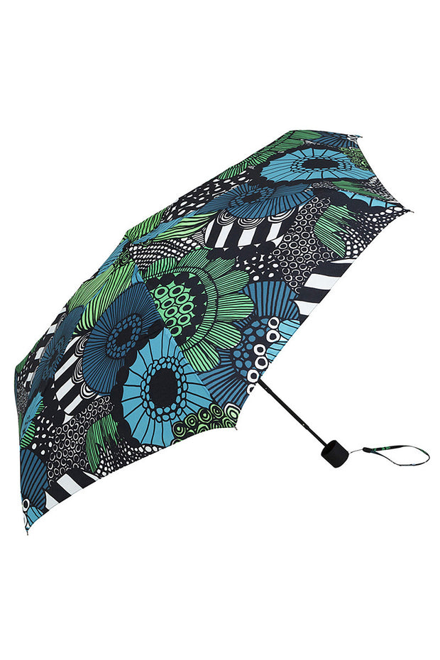 Marimekko Marimekko Siirtolapuutarha Mini Manual Umbrella Black/Green - KIITOSlife