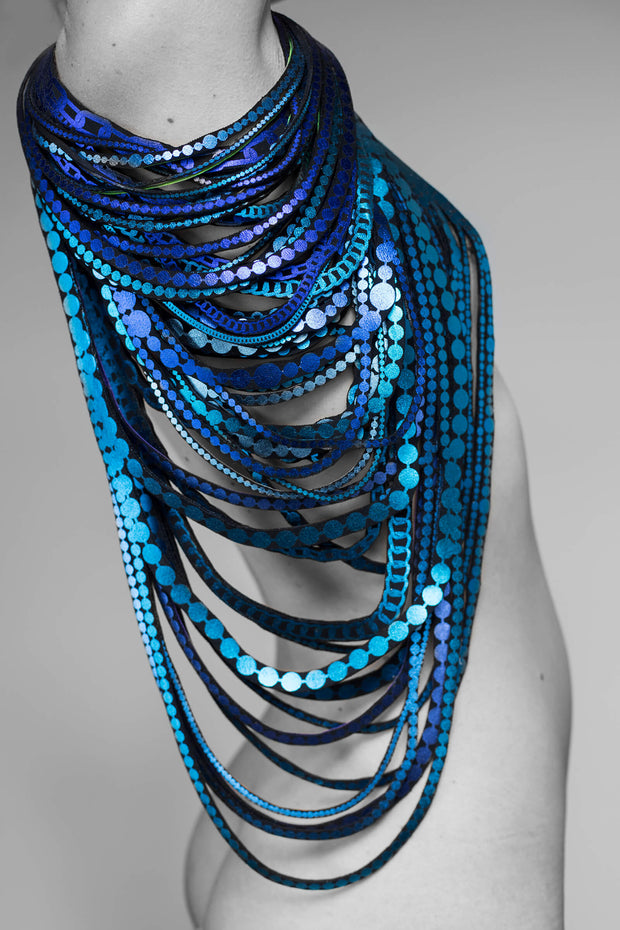 Uli Amsterdam Pearl Re Necklace Bright Blue Mix