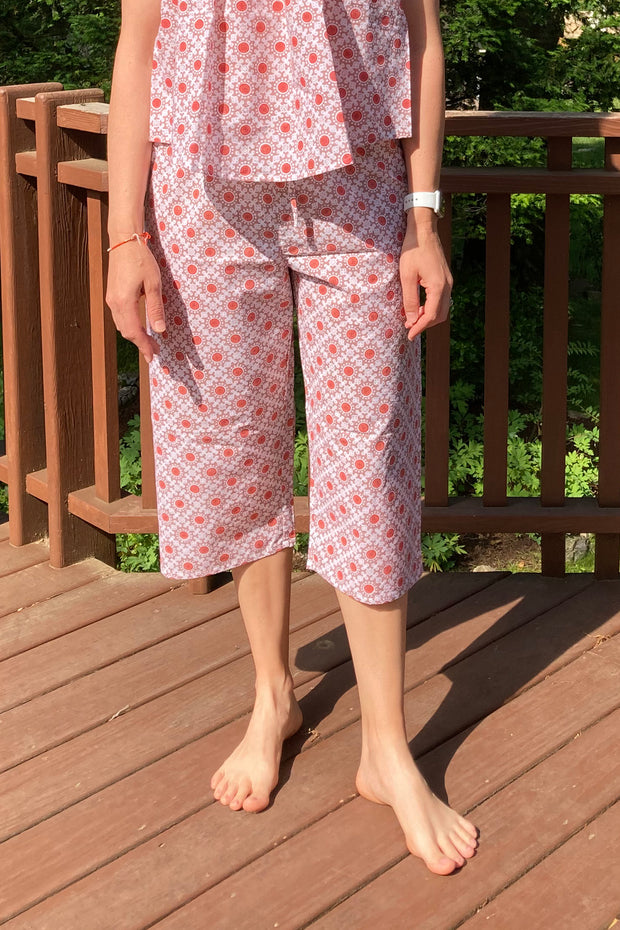 Nest Factory Block Print Capri Pants Red