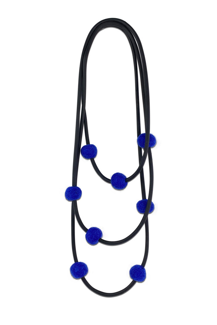 Frank Ideas 8 Felt Beads Necklace Blue