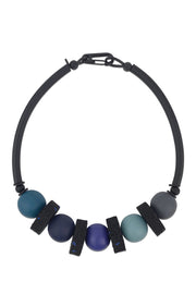 Frank Ideas Chunky Resin & Rubber Necklace Blue