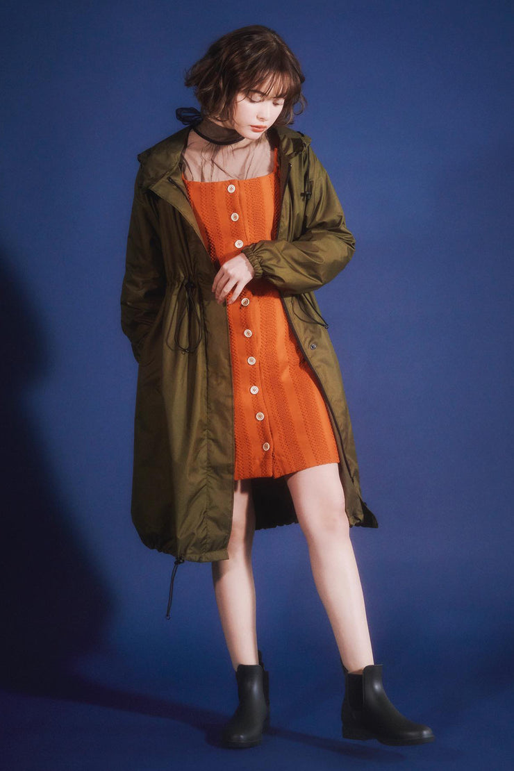 Long Mods Rain Coat Olive Green