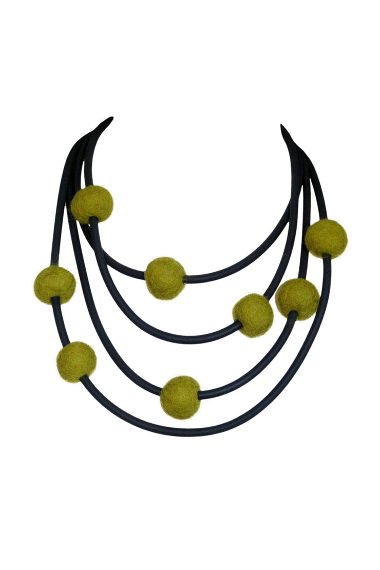 Frank Ideas 8 Felt Beads Necklace Olive