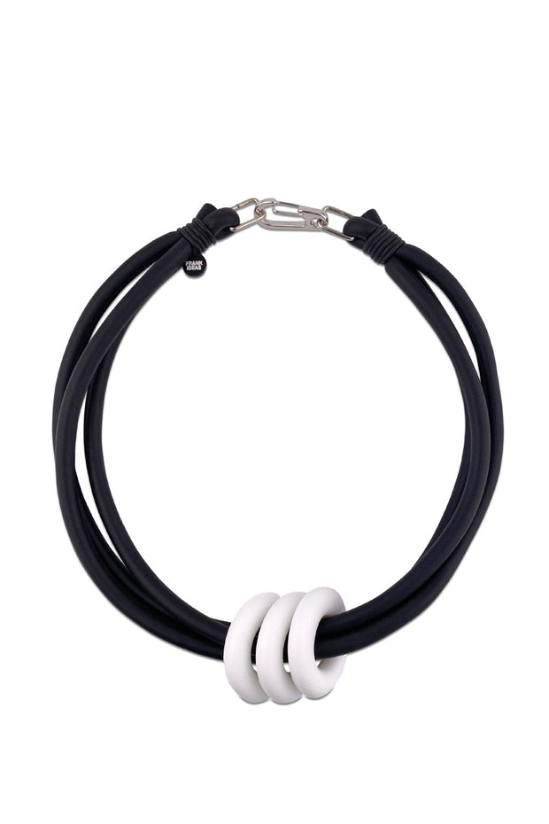 Frank Ideas Triple Ring Necklace White